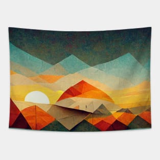 Morning Breaks. Mountains Peak. - Abstract Minimalism Papercraft Landscape Tapestry