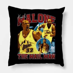 Karl Malone The Mail Man Basketball Legend Signature Vintage Retro 80s 90s Bootleg Rap Style Pillow