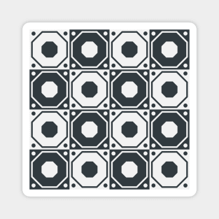 Mosaic Squares Black and White Magnet