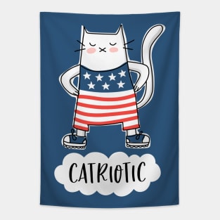 Catriotic - USA - Patriotic Cat in American Flag Suit Tapestry