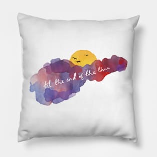 Cap and Buck, a watercolour sunset Pillow