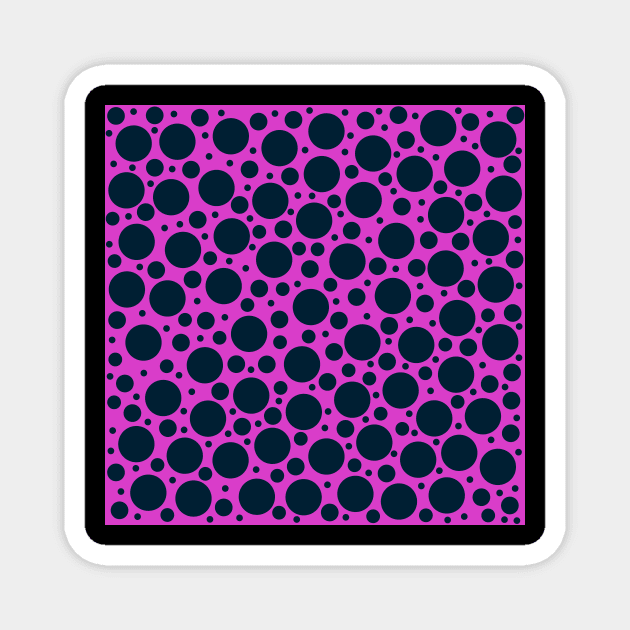 Random Polka Dots - Black on Hot Pink Magnet by Whoopsidoodle