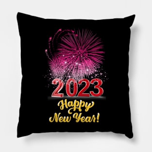 2023 Happy New Year!, PINK Fire work Celebration Pillow