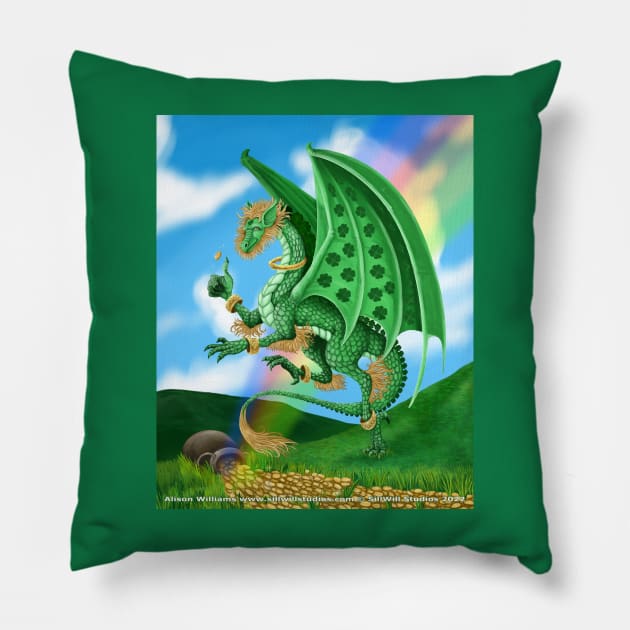 Lucky the St. Patrick's Day Dragon Pillow by SillWill Studios