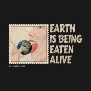 Surrealistic Vintage Earth is being Eaten Alive Climate Change T-Shirt