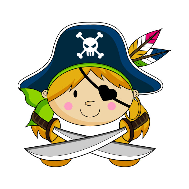 Cute Cartoon Pirate Girl - Pirate - T-Shirt | TeePublic
