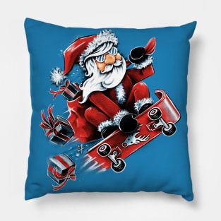 Santa Skateboarding Pillow