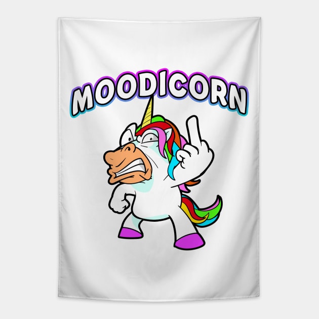 Moodicorn Angry Unicorn Tapestry by Shawnsonart