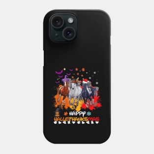 Happy Hallothanksmas Horse Halloween Thanksgiving Christmas Phone Case