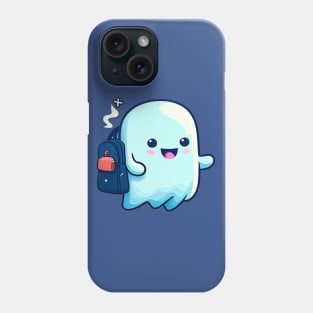 Little happy kawaii ghost goes to school Phone Case