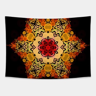 Dot Mandala Flower Orange Yellow and Red Tapestry