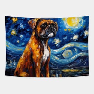 Boxer Dog Night Tapestry