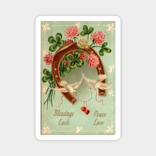 Vintage Postcard Image - Blessings, Peace, Luck, and Love Magnet