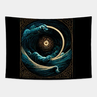 Abstract water circle Tapestry