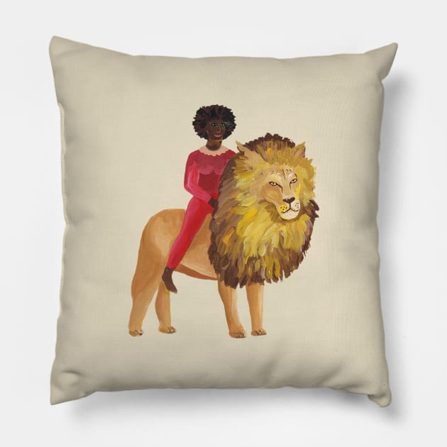 Leo Warrior Woman Pillow by Das Brooklyn