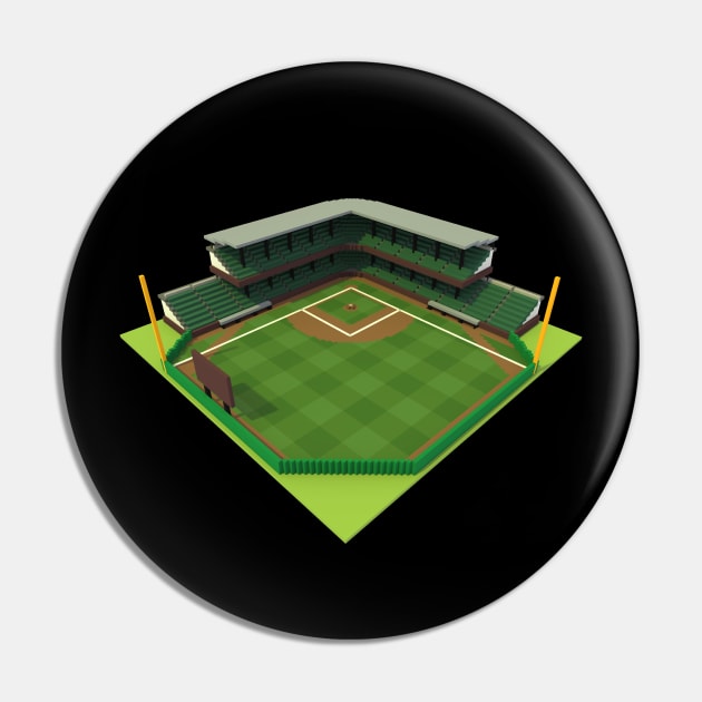 Baseball Stadium Voxel Art Pin by PandaSwarm