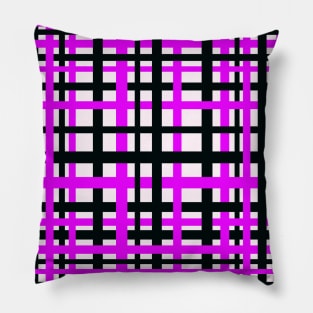 Interlocking Stripes Black White Pink Pillow