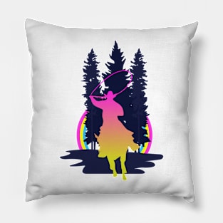 Cowboy Ride at Night Art Pillow