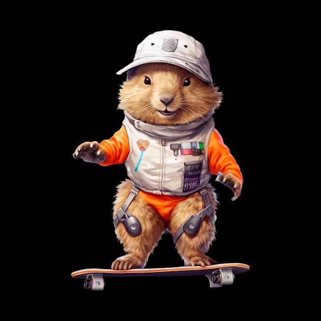 Marmot balancing on a skateboard by enyeniarts