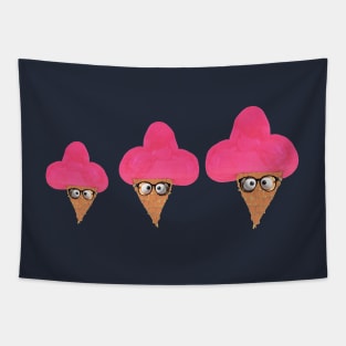 a family of 3 silly ice cream cones with nerd glasses Tapestry