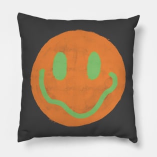 Orange and Green Vintage Smiley Face Pillow