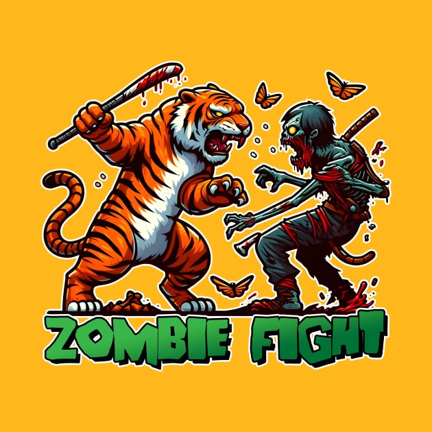 Tiger vs Zombie Fight by Rawlifegraphic