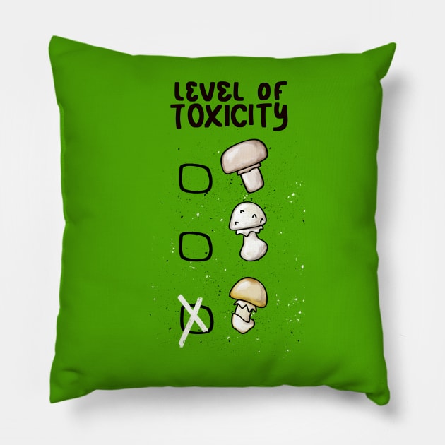 Level of toxicity Mushrooms Pillow by Susi V
