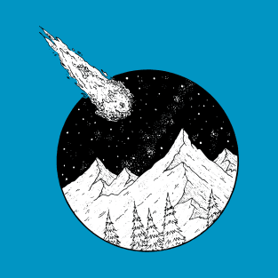 retro moon mountains shooting star T-Shirt