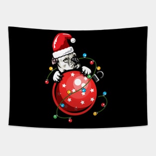 Santa American Bulldog Tapestry