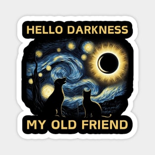 Hello Darkness My Old Friend Funny cat and dog Solar Eclipse Magnet