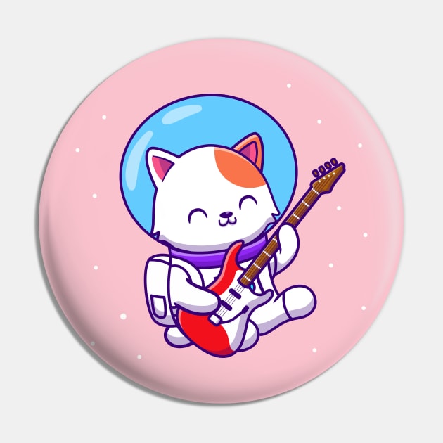 Cute Astronaut Cat Playing Guitar Pin by Catalyst Labs