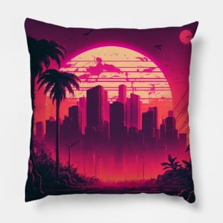 Retrowave 80s Miami Pillow