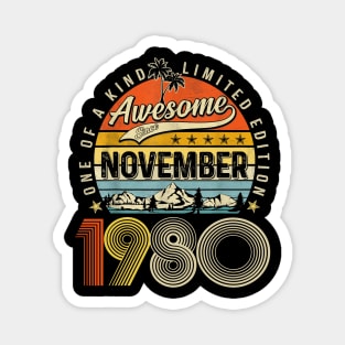 Awesome Since November 1980 Vintage 43rd Birthday Magnet