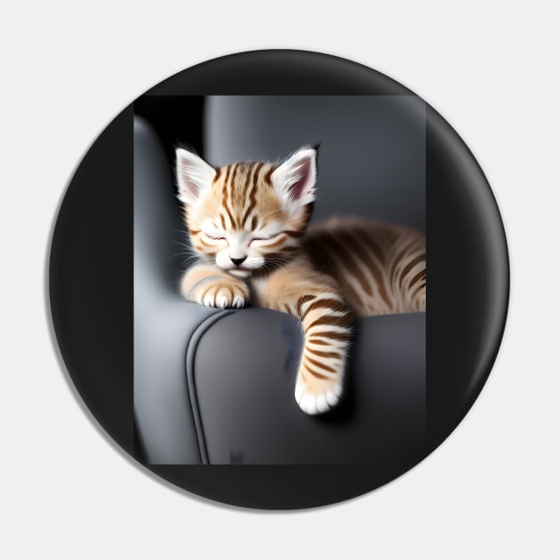 Adorable Sleeping Kitten - Modern Digital Art Pin by Ai-michiart