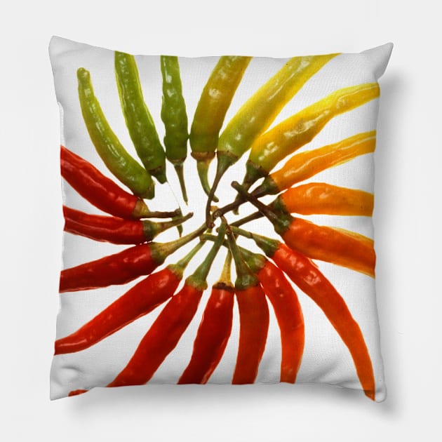 Charleston Hot Peppers Color Wheel Pillow by Bravuramedia