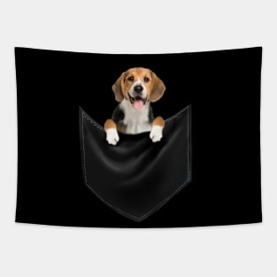 Beagle Dog inside Pocket, Love Beagle Dogs Tapestry