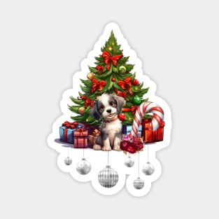 Sweet puppy with christmas tree Magnet