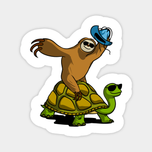 Sloth Riding Turtle Magnet