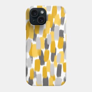 Grey and Mustard Yellow Paint Brush Effect, Abstract Phone Case