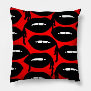 Bloody Lips Pattern in Red Pillow