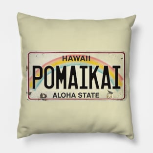 Pomaikai Vintage Hawaii License Plate Pillow