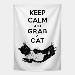 Keep calm and grab a cat Tapestry