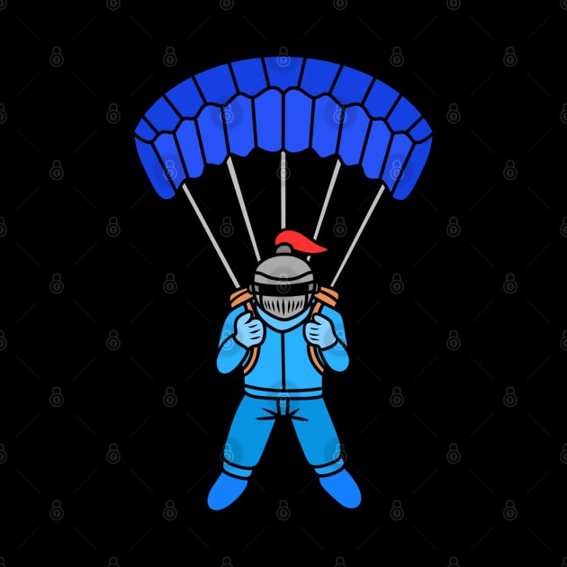 Cartoon knight with parachute by Andrew Hau