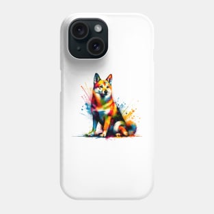 Swedish Vallhund in Colorful Abstract Splash Art Phone Case