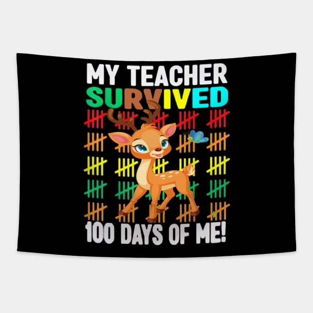 My Teacher Survived 100 Days Of Me Funny 100th Day Of School Tapestry by MARBBELT