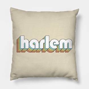 Harlem - Retro Rainbow Typography Faded Style Pillow