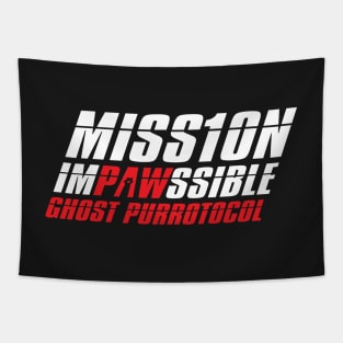 Mission Impawssible Text Only Tapestry