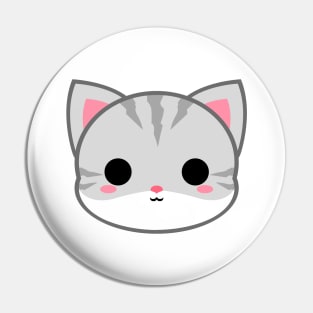 Cute Light Grey Cat Pin