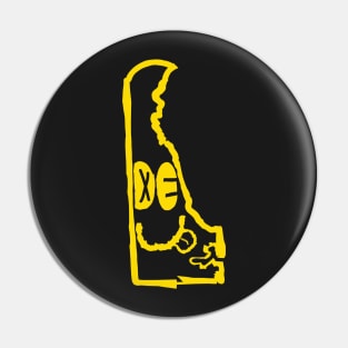 DE Eyes Delaware Grunge Smiling Face Black Background Pin