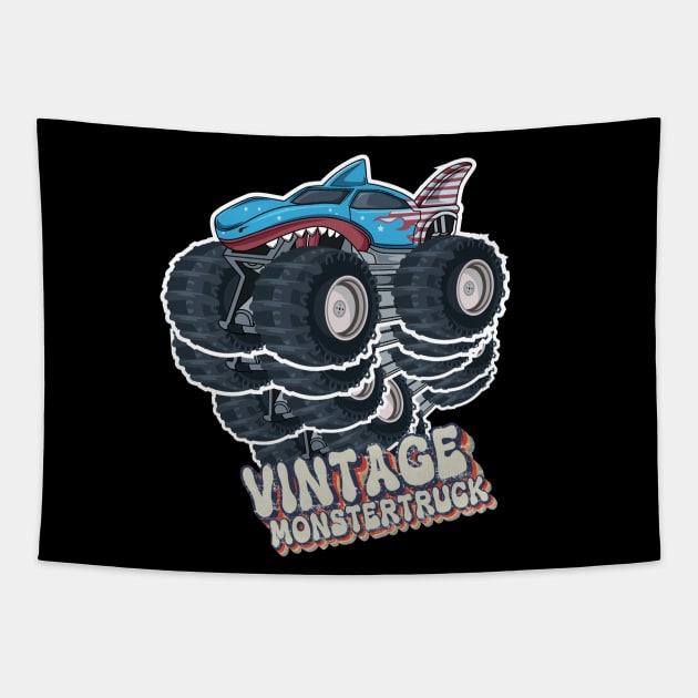 Vintage Monster Truck Tapestry by Praizes